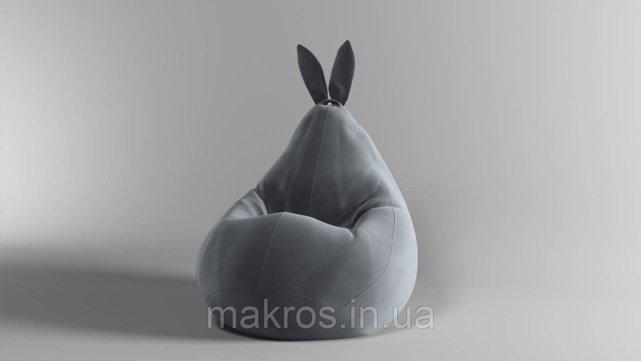 Крісло-мішок SkyPuff Зайчик груша , MEGA XXXL - 160х120 Велюр Florida Grey-Blue