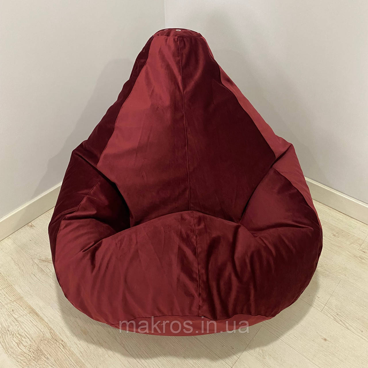 Крісло-мішок SkyPuff груша , MEGA XXXL - 160х120 Велюр Florida Burgundy, фото 1