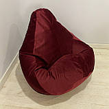 Крісло-мішок SkyPuff груша , MEGA XXXL - 160х120 Велюр Florida Burgundy, фото 5