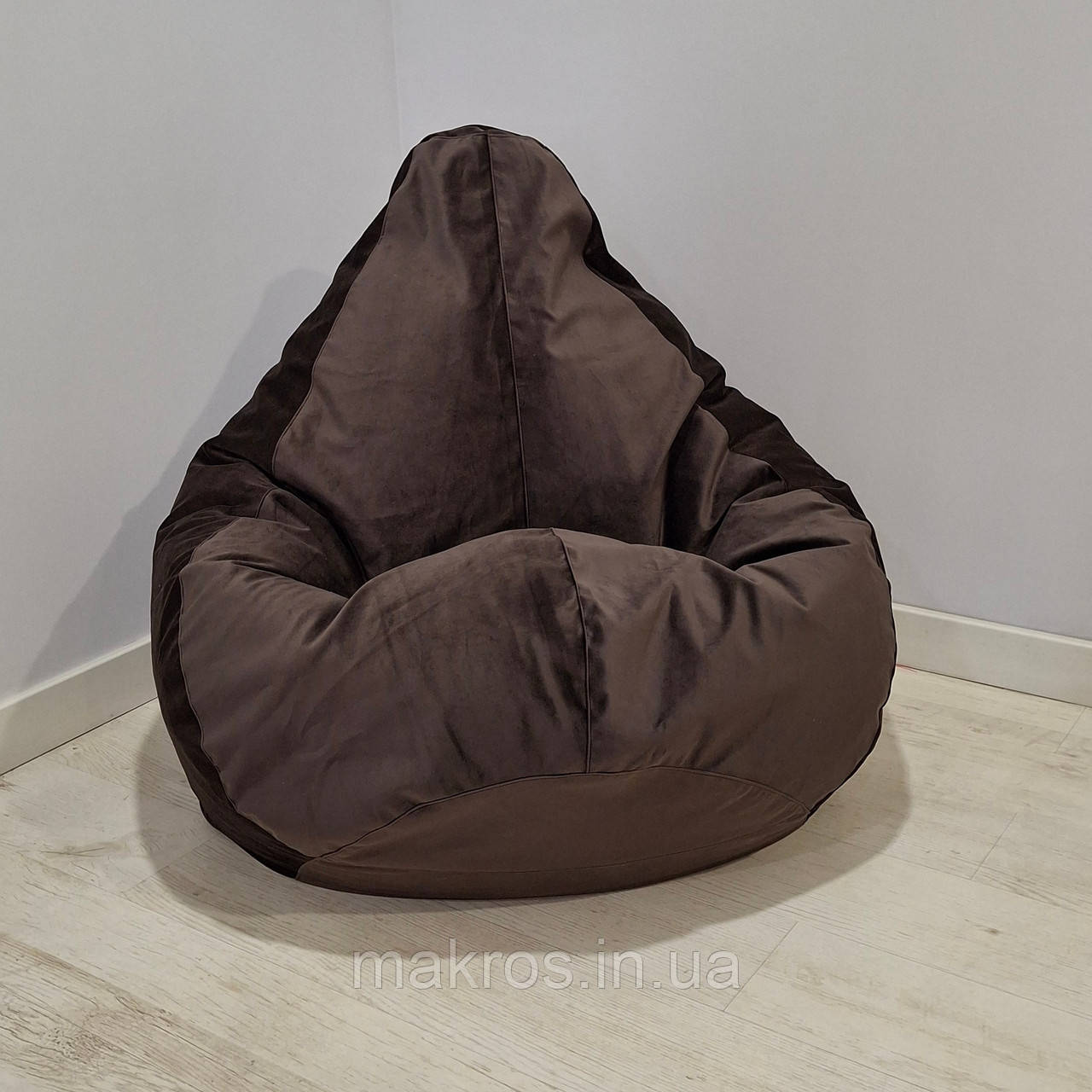 Крісло-мішок SkyPuff груша , MEGA XXXL - 160х120 Велюр Florida Chocolate, фото 1
