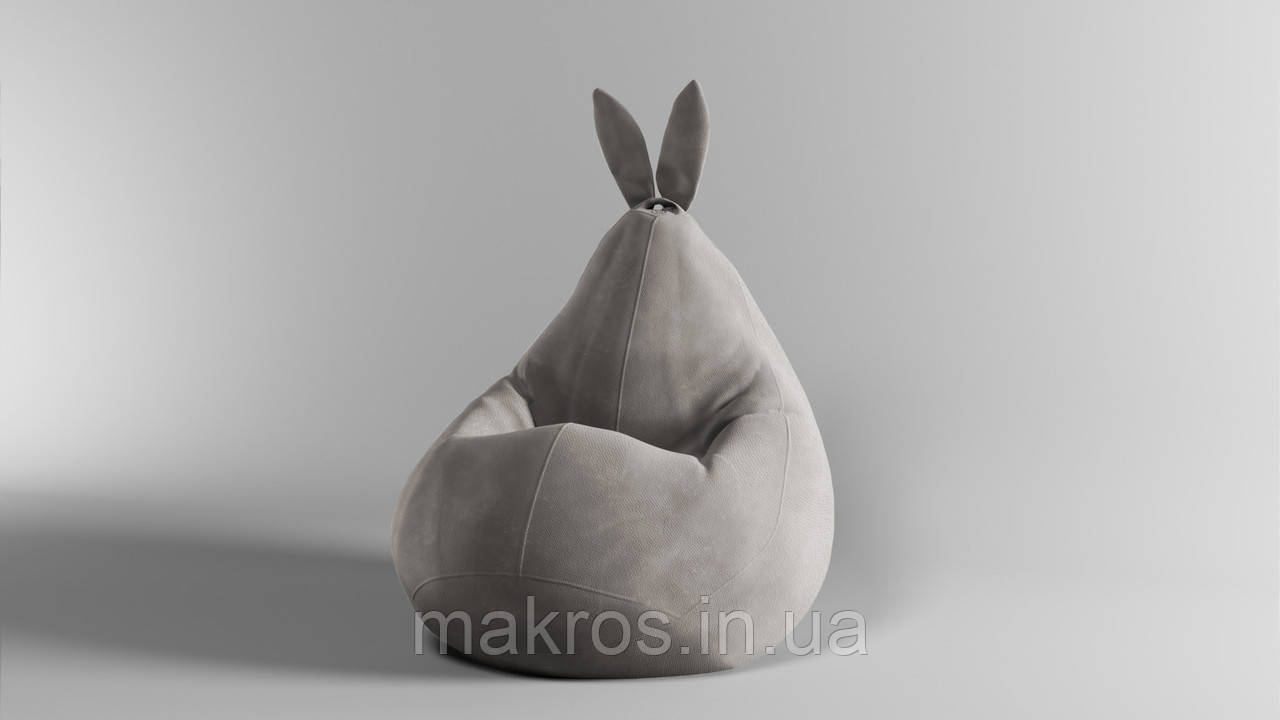 Крісло-мішок SkyPuff Зайчик груша , MEGA XXXL - 160х120 Велюр GREAT cool beige