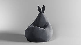 Крісло-мішок SkyPuff Зайчик груша , XXL - 140х100 Велюр GREAT Gray