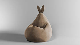 Крісло-мішок SkyPuff Зайчик груша , XXL - 140х100 Велюр GREAT Latte