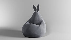 Крісло-мішок SkyPuff Зайчик груша , XXL - 140х100 Велюр GREAT Light Gray
