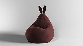 Крісло-мішок SkyPuff Зайчик груша , XXL - 140х100 Велюр ORLANDO Chocolate