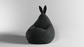 Крісло-мішок SkyPuff Зайчик груша , XXL - 140х100 Велюр ORLANDO Dark Green