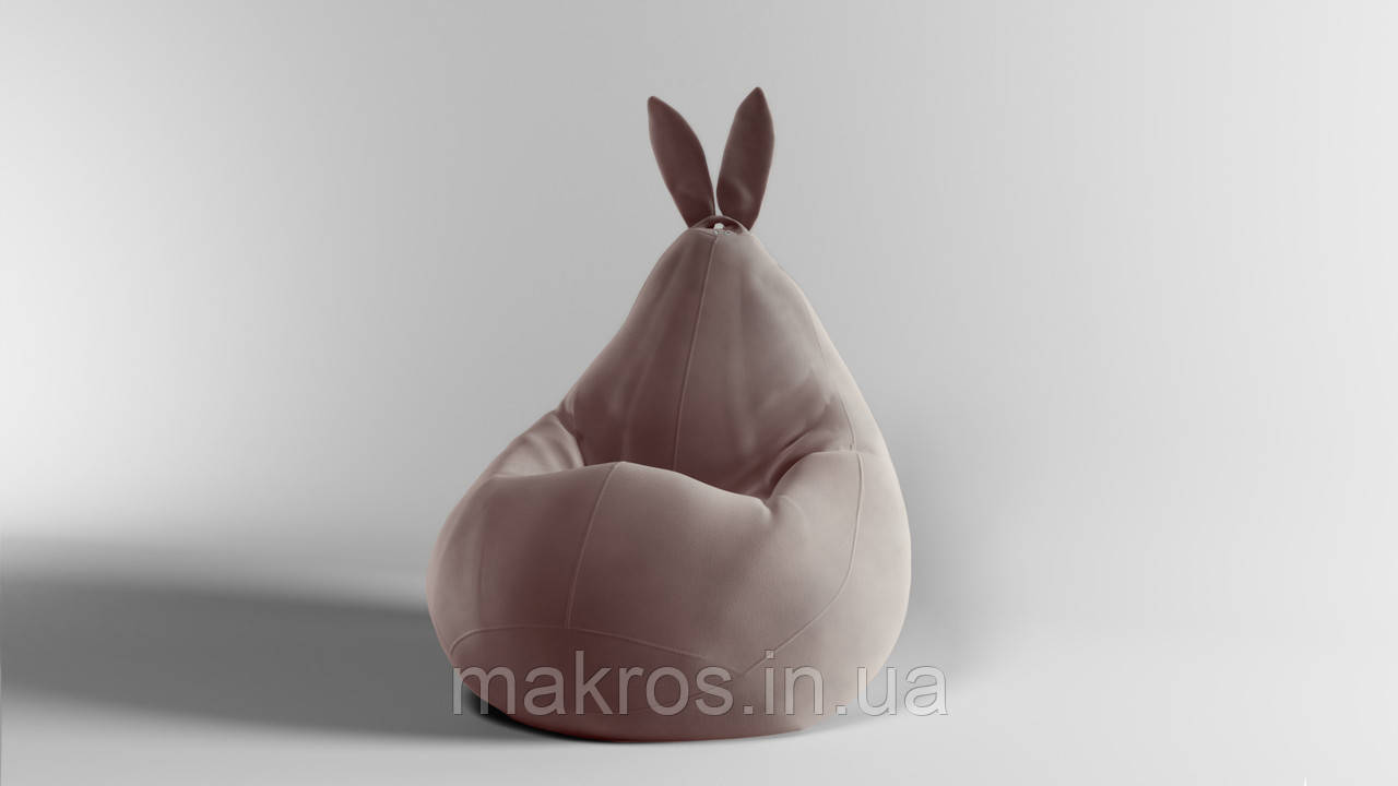 Крісло-мішок SkyPuff Зайчик груша , MEGA XXXL - 160х120 Велюр ORLANDO Light Beige