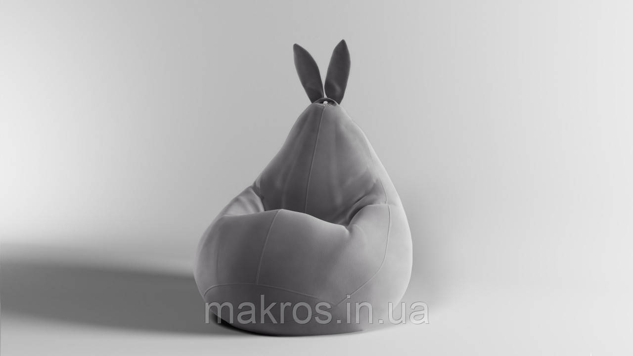 Крісло-мішок SkyPuff Зайчик груша , MEGA XXXL - 160х120 Велюр ORLANDO Light Gray