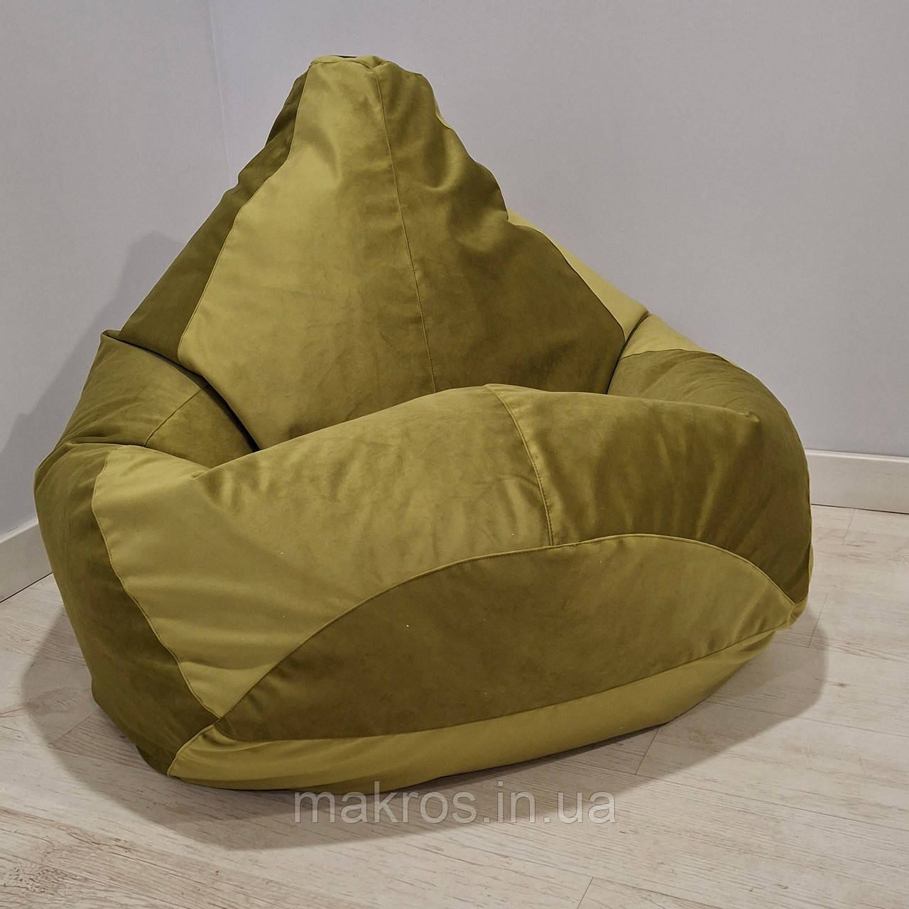 Крісло-мішок SkyPuff груша , MEGA XXXL - 160х120 Велюр Florida Green, фото 1
