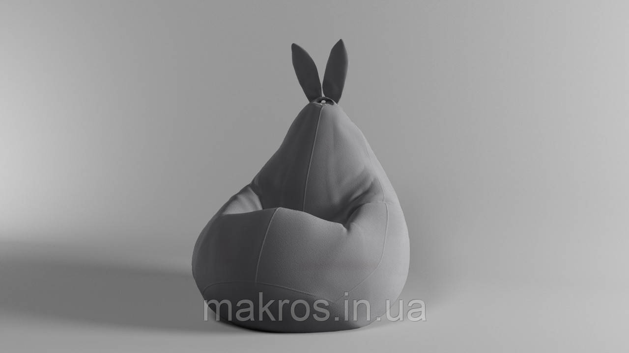 Крісло-мішок SkyPuff Зайчик груша , MEGA XXXL - 160х120 Велюр Victory Light Gray