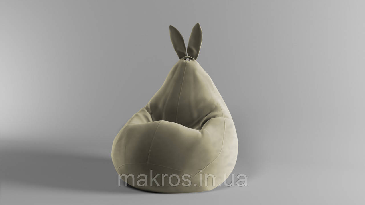 Крісло-мішок SkyPuff Зайчик груша , MEGA XXXL - 160х120 Велюр Virginia Light Beige