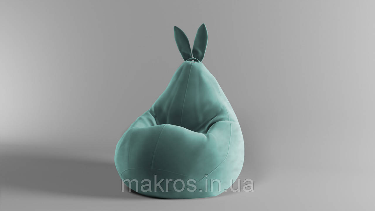 Крісло-мішок SkyPuff Зайчик груша , MEGA XXXL - 160х120 Велюр Virginia Light Teal