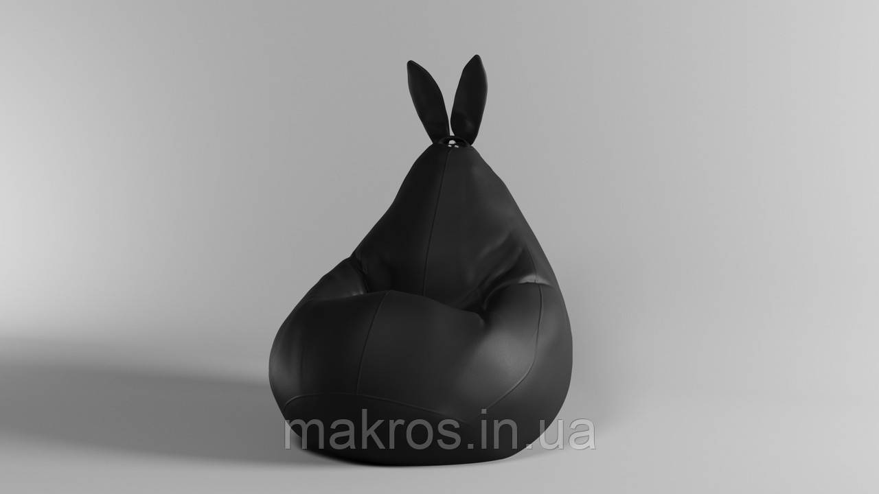 Крісло-мішок SkyPuff Зайчик груша , MEGA XXXL - 160х120 Екошкіра Zeus Delux Black