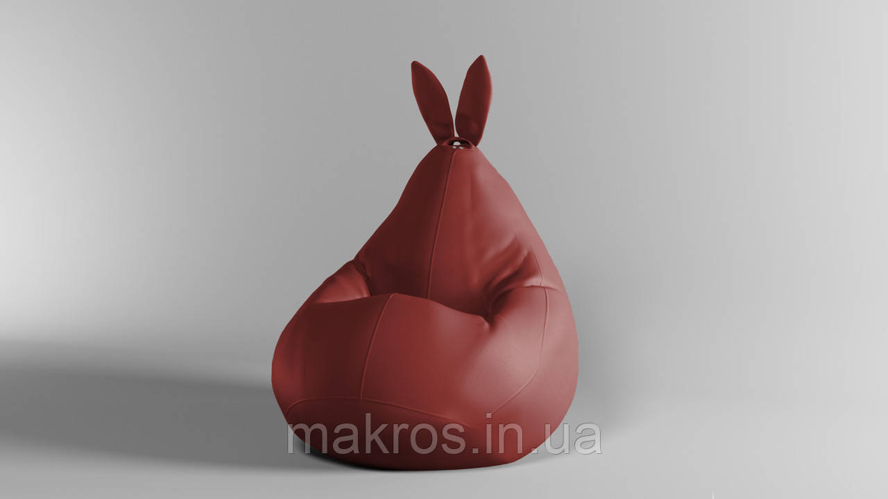 Крісло-мішок SkyPuff Зайчик груша , MEGA XXXL - 160х120 Екошкіра Zeus Delux Bordo