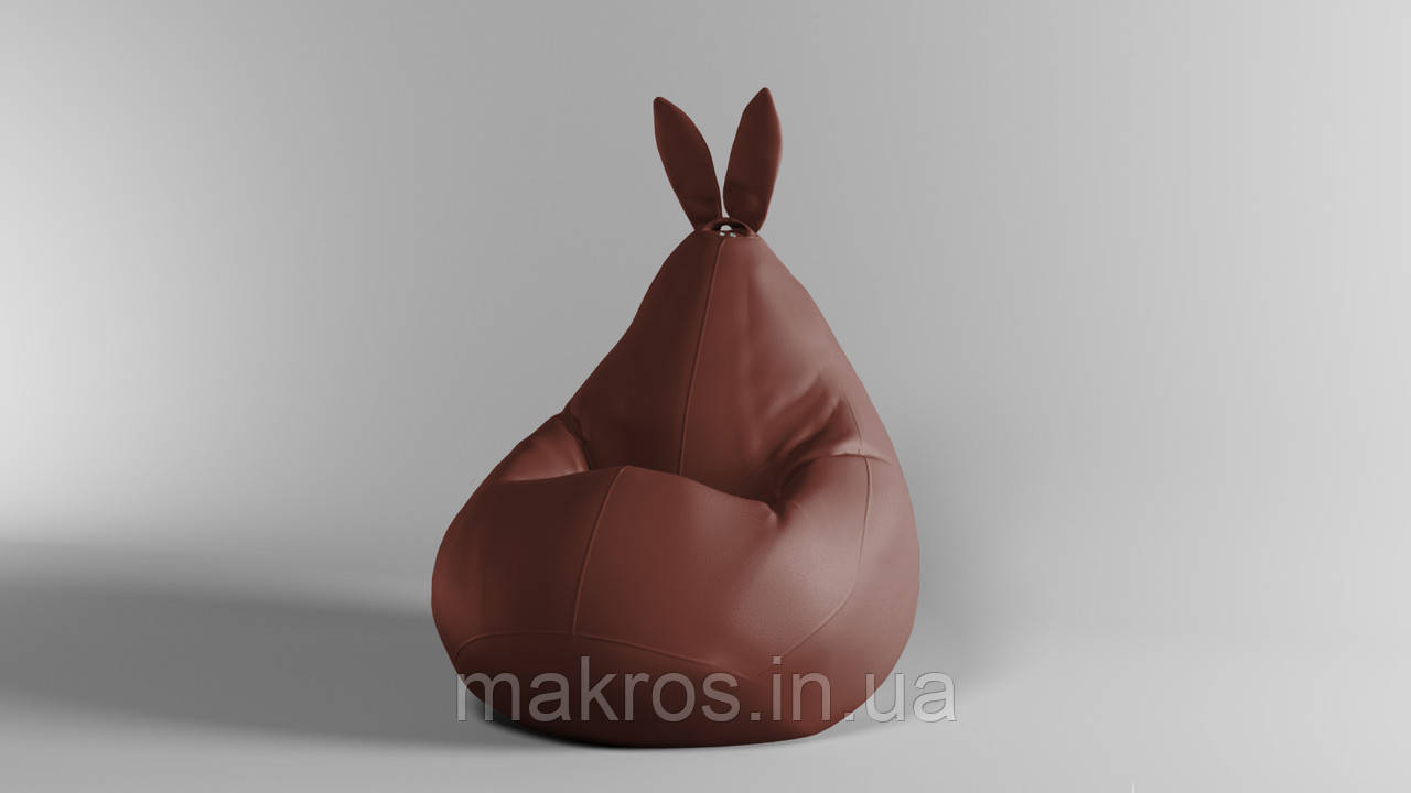 Крісло-мішок SkyPuff Зайчик груша , XXL - 140х100 Екошкіра Zeus Delux Bright Brown