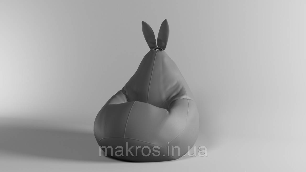 Крісло-мішок SkyPuff Зайчик груша , L - 120х90 Екошкіра Zeus Delux Dark Gray