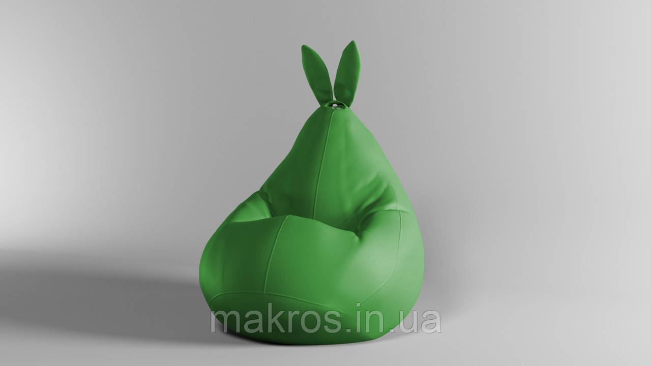 Крісло-мішок SkyPuff Зайчик груша , M - 100х75 Екошкіра Zeus Delux Green
