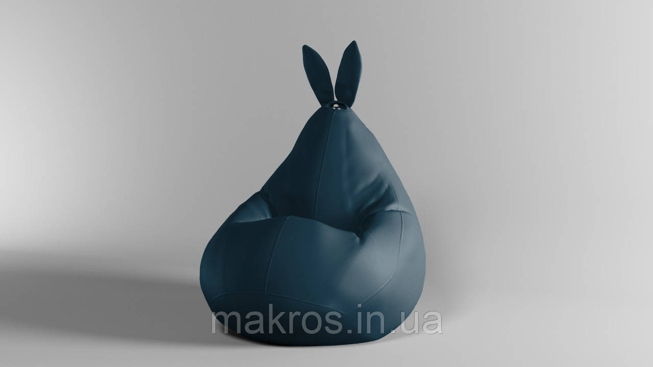 Крісло-мішок SkyPuff Зайчик груша , XXL - 140х100 Екошкіра Zeus Delux Midnight Blue