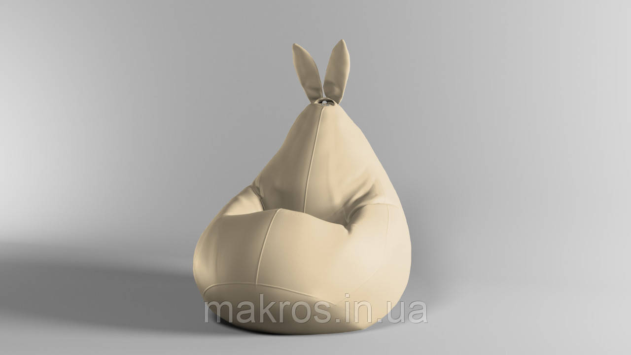 Крісло-мішок SkyPuff Зайчик груша , L - 120х90 Екошкіра Zeus Delux Sand