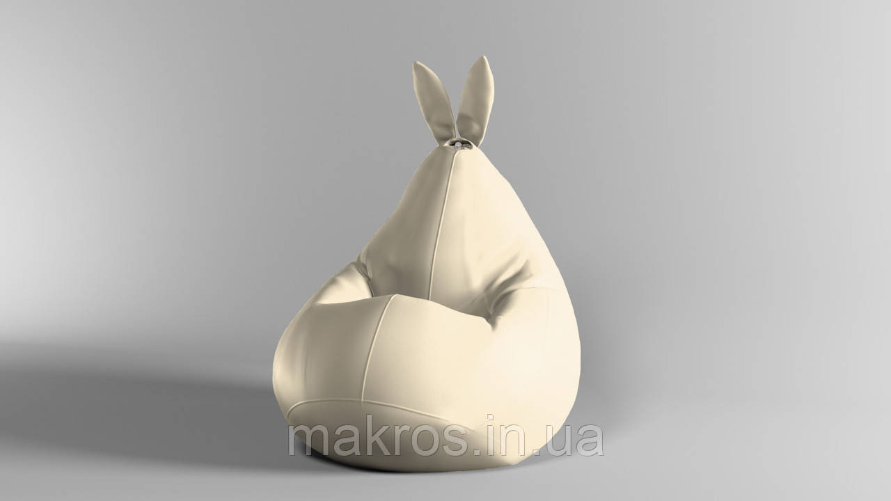 Крісло-мішок SkyPuff Зайчик груша , L - 120х90 Екошкіра Zeus Delux Vanilla