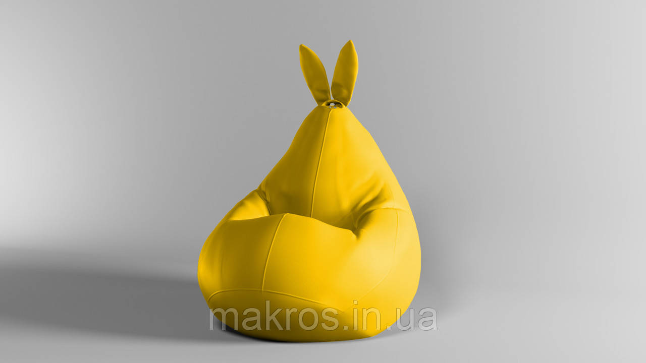 Крісло-мішок SkyPuff Зайчик груша , L - 120х90 Екошкіра Zeus Delux Yellow
