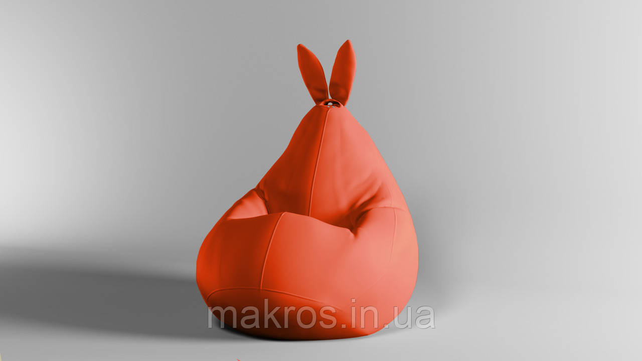 Крісло-мішок SkyPuff Зайчик Груша , L - 120х90 Оксфорд 600D.PU.WR 157 Помаранчевий