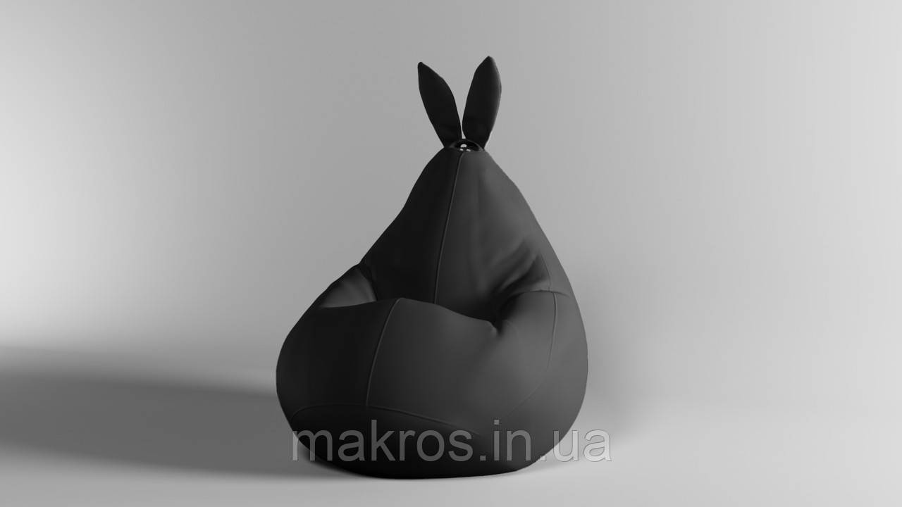 Крісло-мішок SkyPuff Зайчик Груша , L - 120х90 Оксфорд 600D.PU.WR 332 Чорний