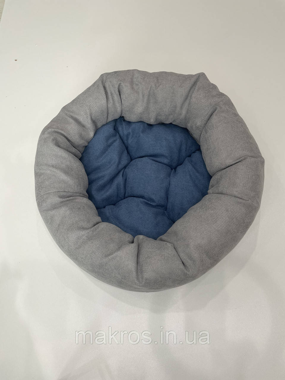 Лежак для котів і собак SKYPUFF 80 см Light Gray + Denim