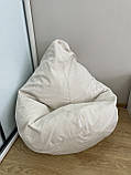 Крісло-мішок SkyPuff груша , MEGA XXXL - 160х120 Велюр GREAT Off-white, фото 4