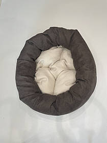 Лежак для котів і собак SKYPUFF 50 см Chocolate + Ecru