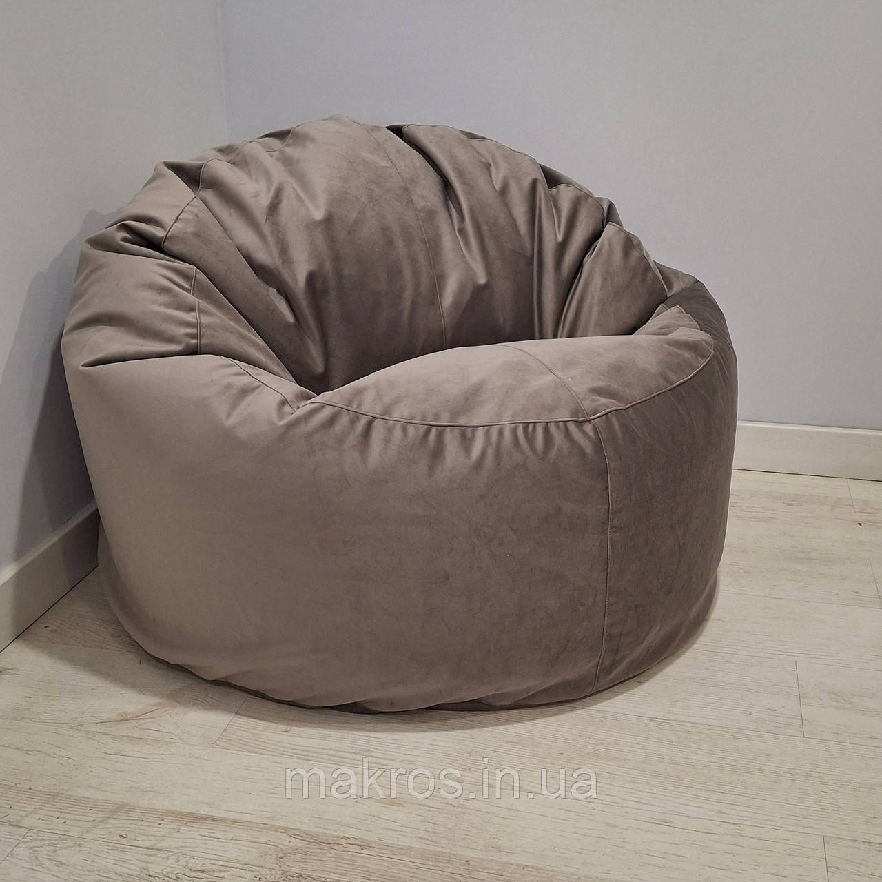 Крісло - мішок SkyPuff Хмаринка 85 см Велюр Florida Taupe