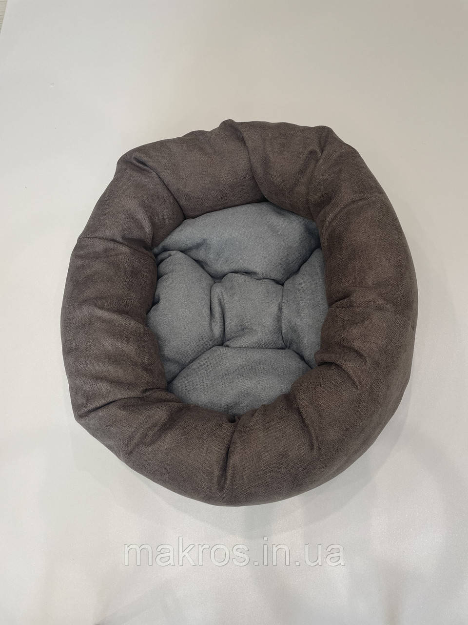 Лежак для котів і собак SKYPUFF 80 см Chocolate + Gray