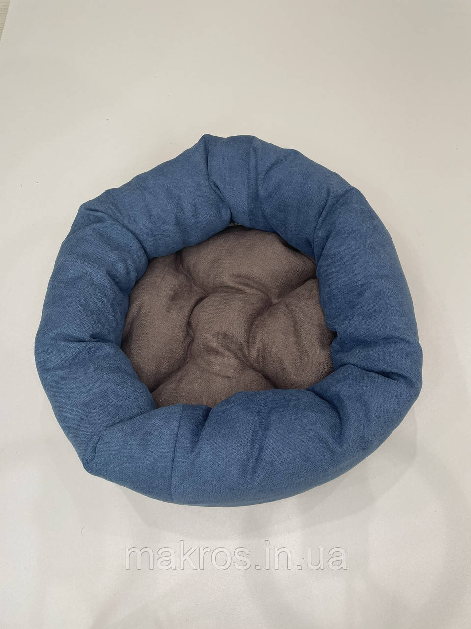 Лежак для котів і собак SKYPUFF 80 см Denim + Cappuccino