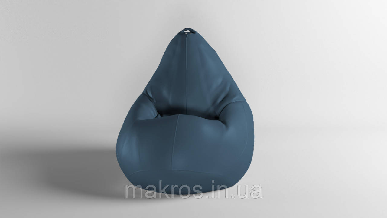 Крісло-мішок SkyPuff груша , MEGA XXXL - 160х120 Екошкіра Zeus Delux Midnight Blue, фото 1