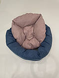 Лежак для котів і собак SKYPUFF 50 см Denim + Dusty Rose, фото 2
