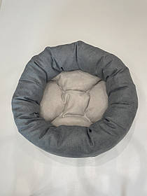 Лежак для котів і собак SKYPUFF 80 см Gray + Cool Beige