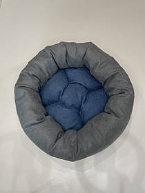 Лежак для котів і собак SKYPUFF 80 см Gray + Denim