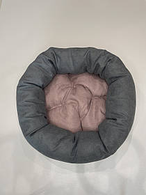 Лежак для котів і собак SKYPUFF 80 см Gray + Dusty Rose