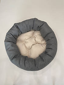 Лежак для котів і собак SKYPUFF 80 см Gray + Ecru