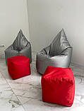 Крісло - мішок SkyPuff Краплинка 120х80 Zeus Deluxe Silver+пуф куб Оксфорд 148, фото 9