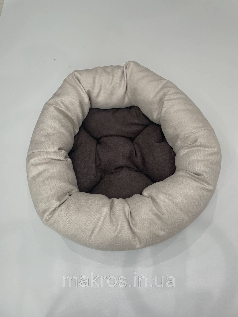 Лежак для котів і собак SKYPUFF 80 см Great Ecru + Chocolate, фото 1