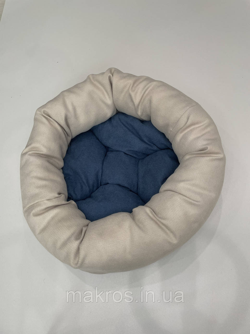 Лежак для котів і собак SKYPUFF 60 см Great Ecru + Denim
