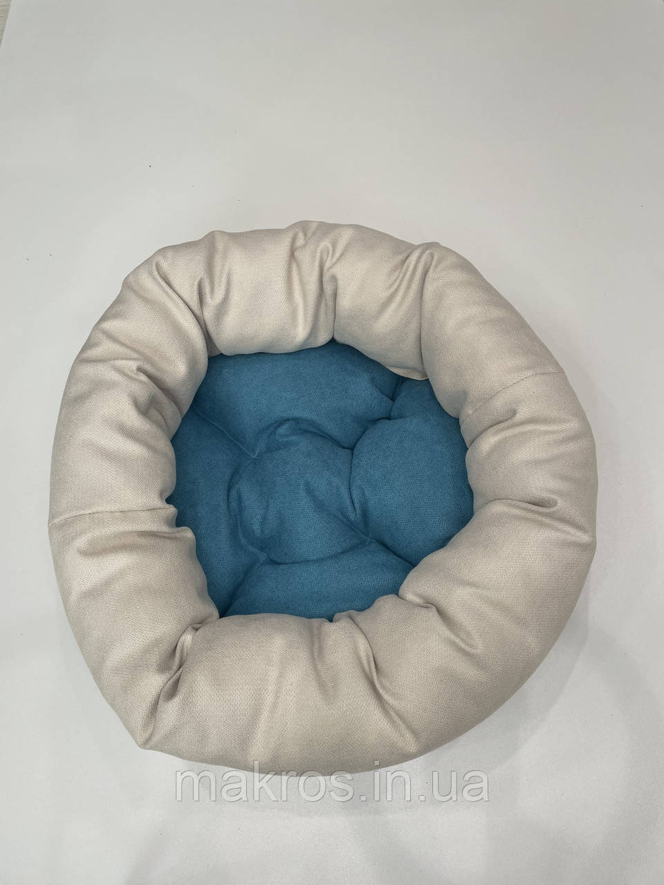 Лежак для котів і собак SKYPUFF 60 см Great Ecru + Teal