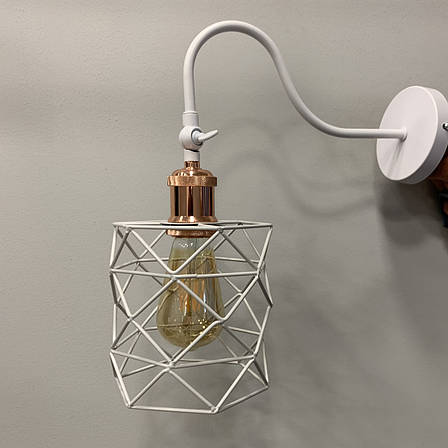 Біле бра з рожевим патроном (56-WPR105F3-1 WH+RG), фото 1