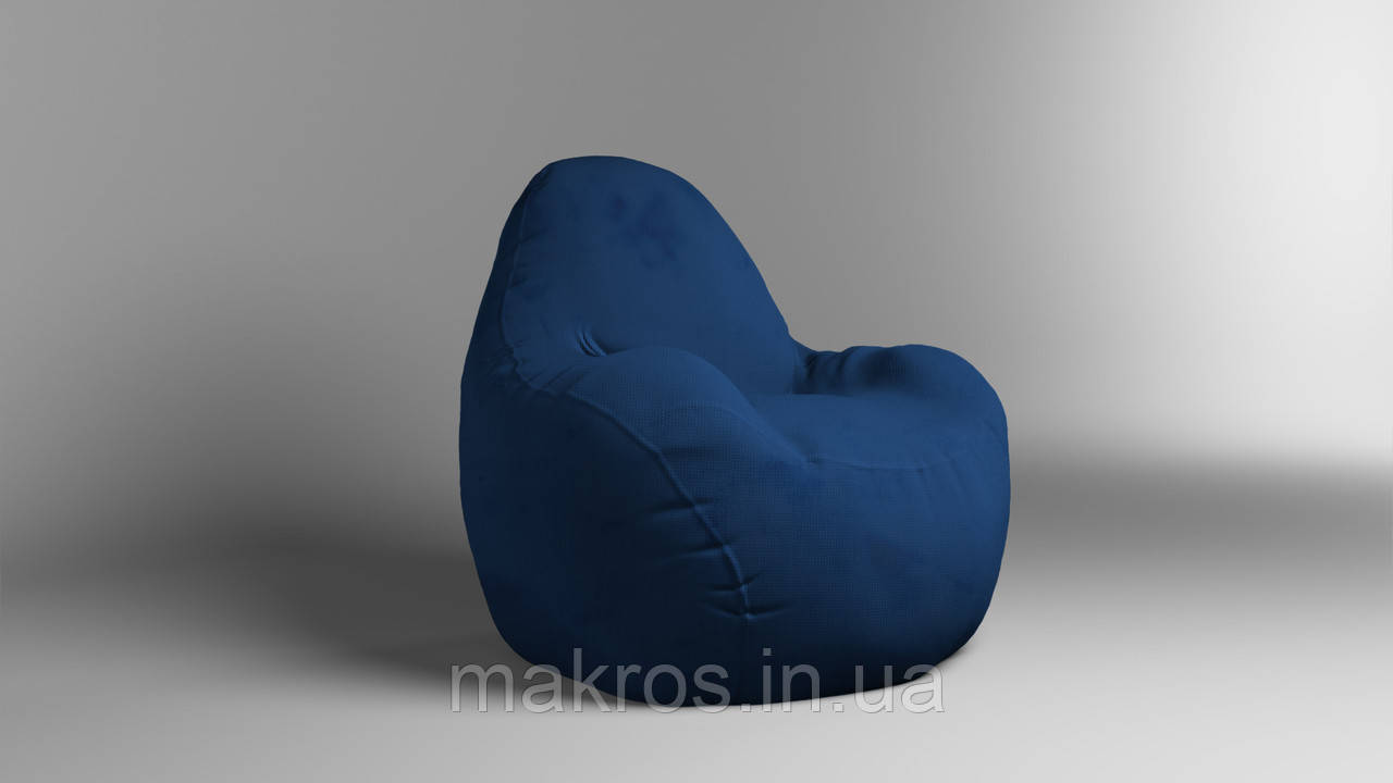 Крісло - мішок SkyPuff Relax 100 см Велюр Energy Blue, фото 1