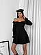 Жіноче ніжне базове святкове міні сукня із завищеною талією довгий рукав однотонне креп костюмка, фото 2