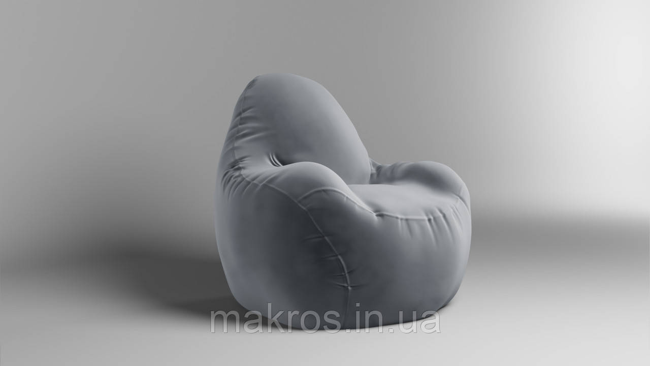 Крісло - мішок SkyPuff Relax 100 см Велюр Florida Grey-Blue