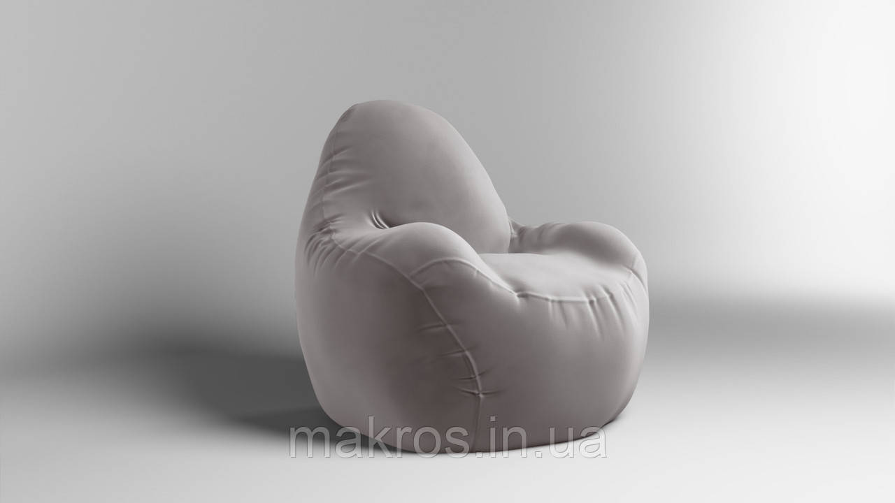 Крісло - мішок SkyPuff Relax 100 см Велюр ORLANDO Light Gray, фото 1