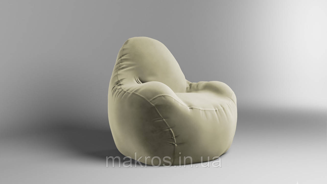 Крісло - мішок SkyPuff Relax 100 см Велюр Virginia Light Beige, фото 1