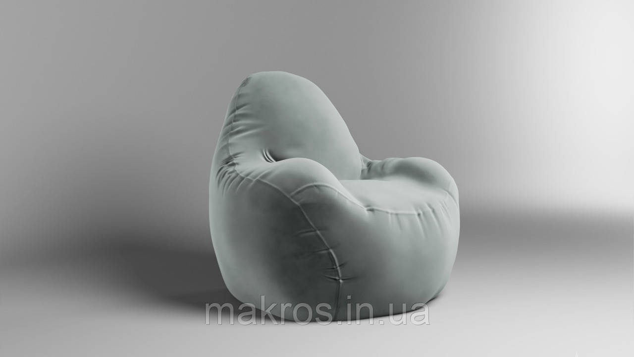 Крісло - мішок SkyPuff Relax 100 см Велюр Virginia Silver, фото 1